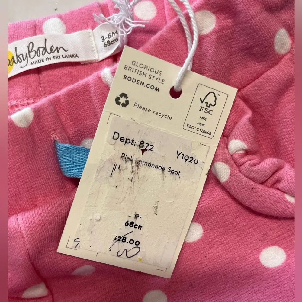 NWT Mini Boden |‎ Pink Strawberry Shorts (Baby) 3-6M